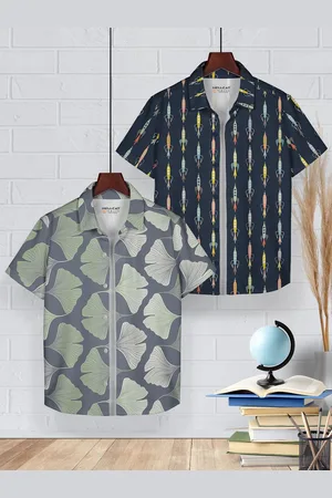 HELLCAT Boys Pack of 2 Cotton Opaque Printed Casual Shirt