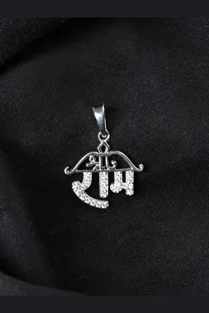 CLARA Men 925 Sterling Silver Rhodium-Plated Shri Ram Cubic Zirconia Contemporary Pendant