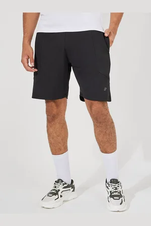 Styli Men Black Mid-Rise Training Shorts With Zipper Pocket Sports Shorts