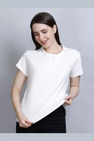 Cupid Women Solid Round Neck Cotton Casual T-shirt