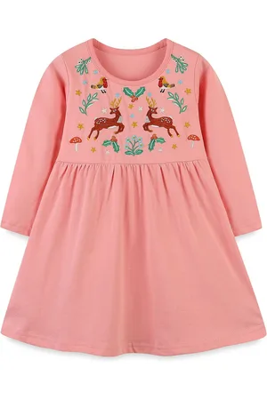Stylecast Girls Embroidered Full Sleeves Round Neck Fit & Flare Dress