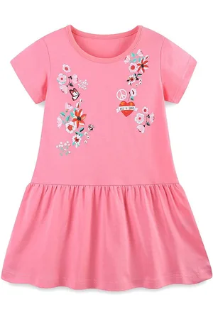 Stylecast Girls Short Sleeves Printed Drop-Waist Dress