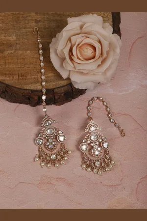 AURAA Trends Gold-Plated American Diamond-Studded Classic Chandbalis