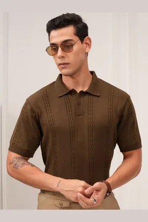 Highlander Highlaner Mens Knitted Textured Relaxed Fit Polo Collar T-Shirt