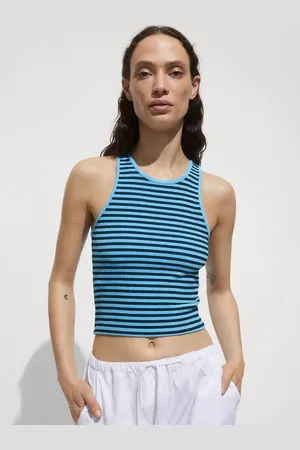MANGO Striped Tank Crop Top