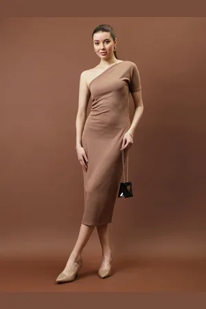 ATHENA Women One Shoulder Bodycon Midi Dress