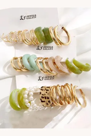 Jewels Galaxy Set of 15 Gold Plated Hoop Earrings
