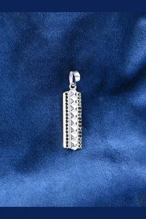 CLARA Men Rhodium-Plated 925 Sterling Silver Cubic Zirconia-Studded Geometric Pendant