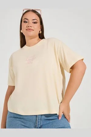 Styli Women Plus Size Dropped Shoulder Oversized Round Neck T-shirt