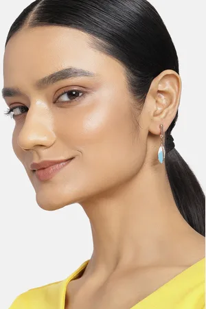 ESTELE Women Gold-Toned & Blue Contemporary Drop Earrings