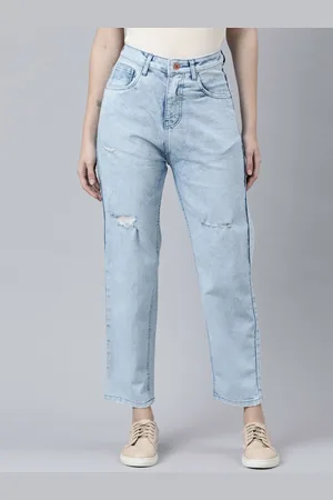 ZHEIA Women Relaxed Fit Mid-Rise Clean Look Heavy Fade Stretchable Jeans