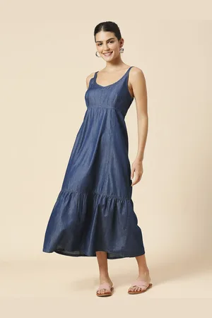 Chemistry Denim Shoulder Straps Empire Midi Dress
