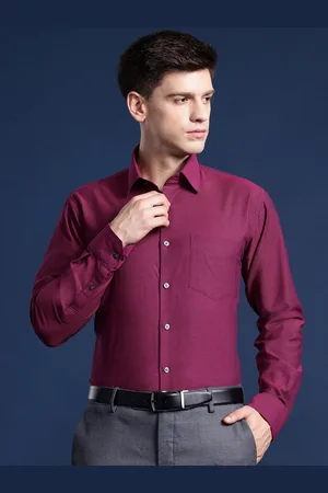 HANCOCK Men Self Design Pure Cotton Slim Fit Formal Shirt