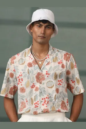 Vastramay Premium Opaque Floral Printed Cotton Casual Shirt
