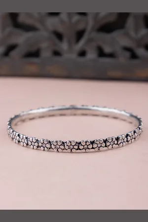 Shyle 925 Sterling Silver Floral Shaped Bangles
