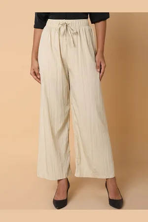 SHOWOFF Women Striped Comfort Straight Fit Pleated Parallel Trousers