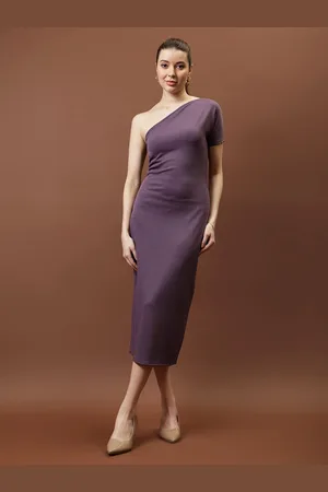 ATHENA Women One Shoulder Bodycon Midi Dress