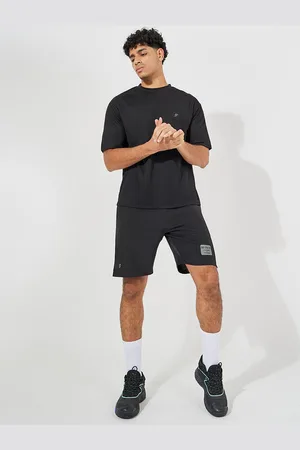Styli Soft Texture Knit Oversize Training Tee with Printed Workout Shorts