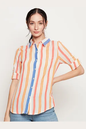 BAESD Women Classic Opaque Striped Casual Shirt