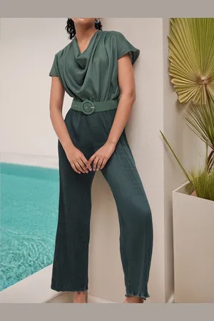 DressBerry Playful Drama Cowl Neck Accordion Pleats Jumpsuit