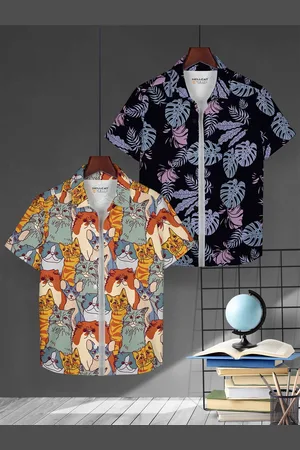 HELLCAT Boys Pack of 2 Floral Opaque Printed Casual Shirt