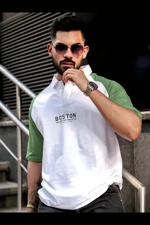 Maniac Men Printed Polo Collar Cotton Oversized Tshirt