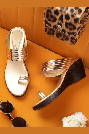 TRASE Women Gold-Toned Embellished Wedges