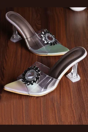 JM Looks Embellished Stiletto Heels Pointed Toe Sandals