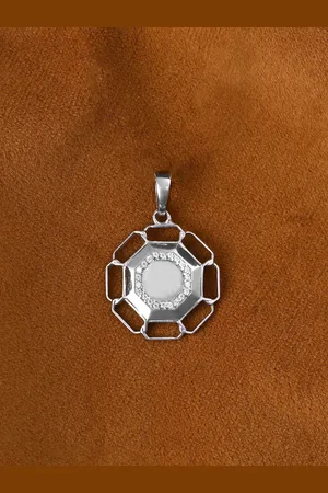 CLARA Men 925 Sterling Silver Rhodium-Plated CZ Studded Sergio Pendant