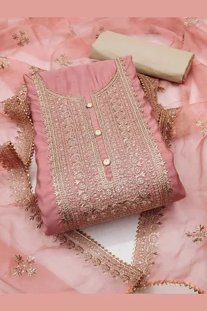 MANVAA Floral Embroidered Sequinned Unstitched Dress Material