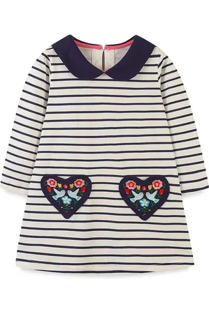 Stylecast Girls Peter Pan Collar Embroidered Striped A-Line Dress