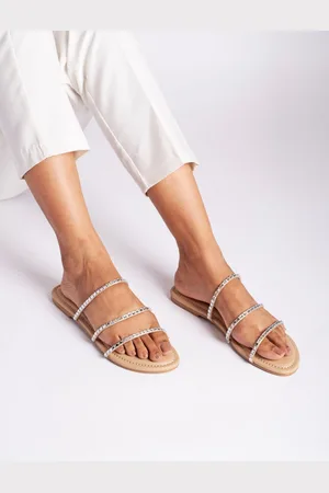 CAÏ Women Multi Strapped Diamond Flats