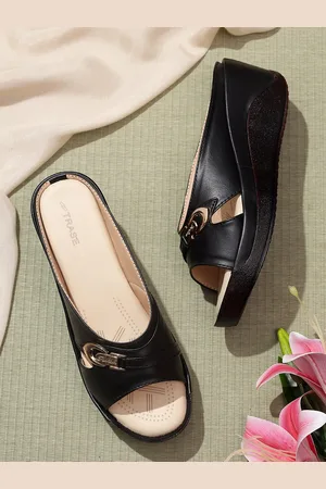 TRASE Women Black Solid Wedges