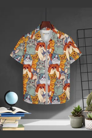 HELLCAT Boys Cotton Printed Opaque Casual Shirt