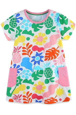 Stylecast Girls Floral Print Short Sleeves Cotton A-Line Dress