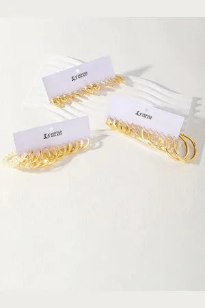 Jewels Galaxy Set of 18 Gold Plated Half Hoop Earrings