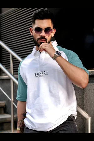 Maniac Men Printed Polo Collar Cotton Oversized Tshirt