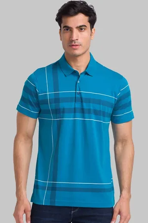 Park Avenue Men Polo Collar Checked Slim Fit T-shirt