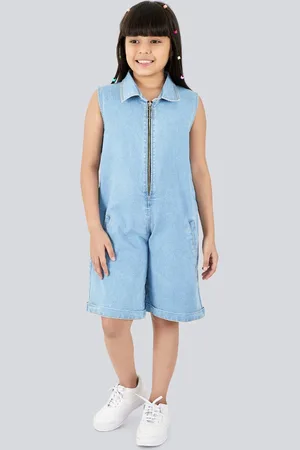 OLELÉ Girls Shirt Collar Cotton Playsuit