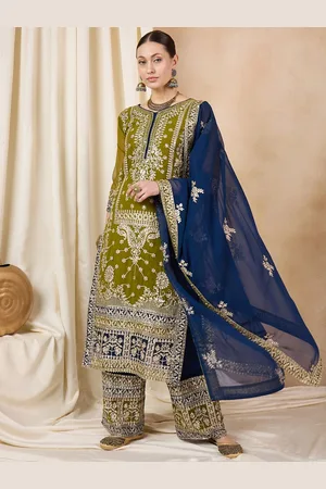 RAJGRANTH Ethnic Motifs Embroidered Regular Sequinned Kurta with Palazzos & Dupatta