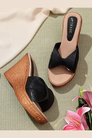 TRASE Women Black Solid Wedges