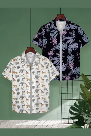 HELLCAT Boys Pack of 2 Cotton Conversational Opaque Printed Casual Shirt