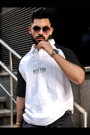 Maniac Men Printed Polo Collar Cotton Oversized Tshirt