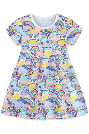 Stylecast Girls Printed Short Sleeves Fit and Flare Dress