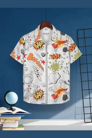 HELLCAT Boys Cotton Opaque Printed Casual Shirt