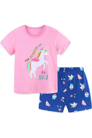 Stylecast Girls Pink Printed Cotton T-shirt with Shorts