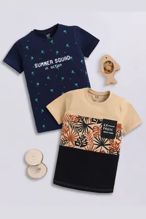 Toonyport Boys Pack Of 2 Graphic Printed Round Neck Cotton T-shirts