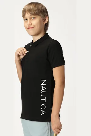 Nautica Boys Polo Collar Typography Printed T-shirt