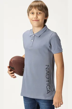 Nautica Boys Polo Collar Typography Printed T-shirt