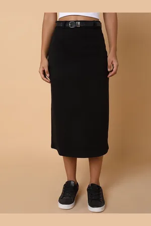 SHOWOFF Women Straight Midi Skirt With Belt
